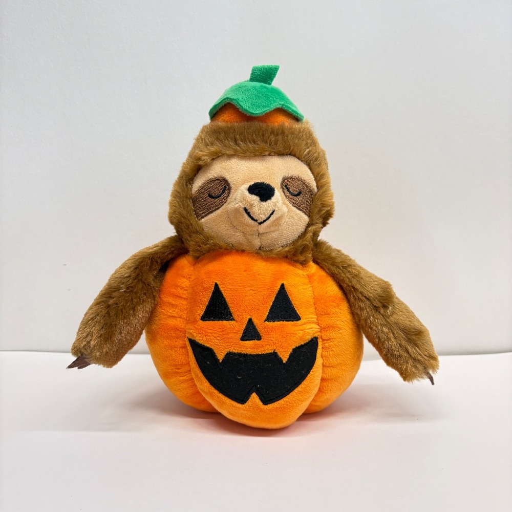 Fringe Studio Halloween Sloth Pumpkin Jack-O-Lantern Plush Stuffed Animal 9in